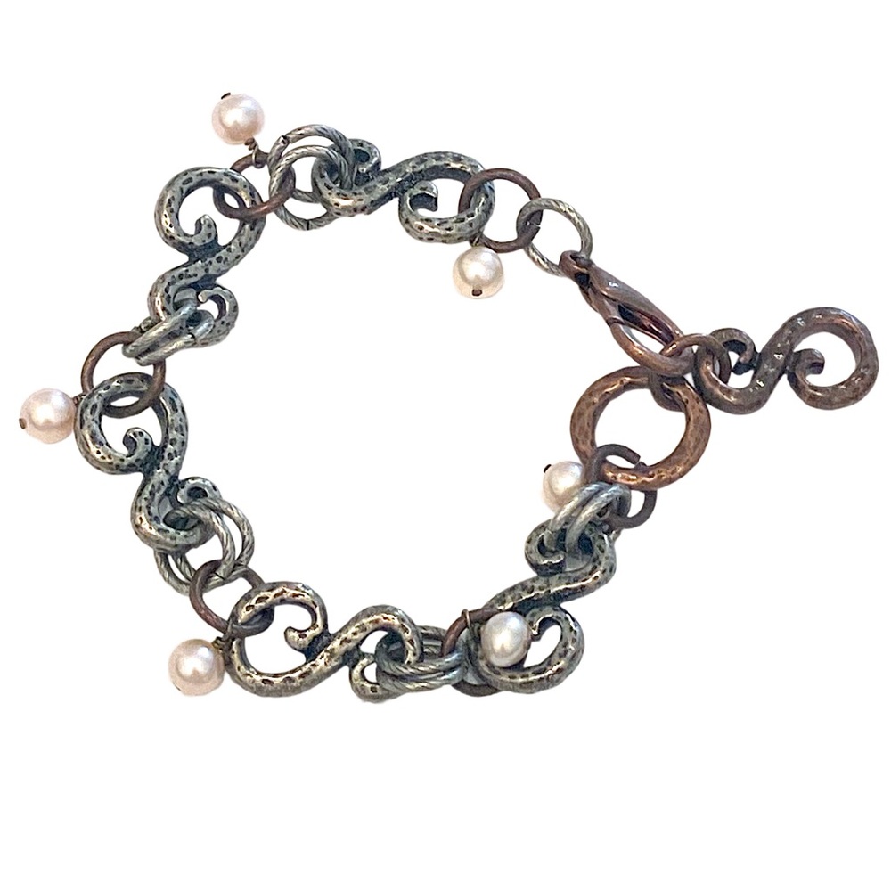 Silver Pearl Link Bracelet